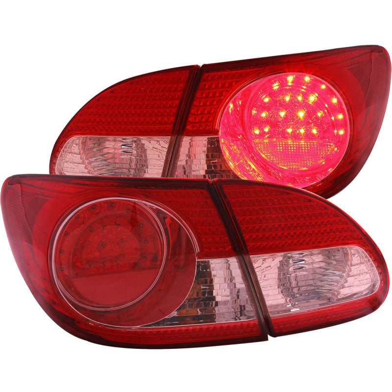 ANZO 2003-2008 Toyota Corolla LED Taillights Red Clear 4pc - 0