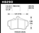 Hawk 98 Porsche 911 Targa/99-08 911 Carrera 4/00-06 Boxster S DTC-70 15mm Rear Brake Pads-3