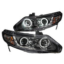 ANZO 2006-2011 Honda Civic Projector Headlights w/ Halo Black (CCFL)-3
