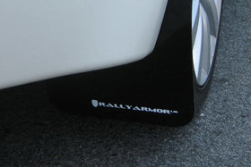 Rally Armor 08-17 Mitsubishi EVO X Black UR Mud Flap w/ White Logo - 0