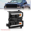 ANZO 19-22 Chevrolet Silverado 1500 LED Proj HL w/Lgt Bar SwBk Seq. Blk w/In. Light - Driver Side ON-2