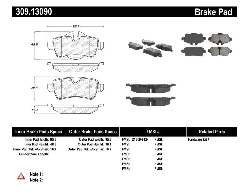 StopTech Performance 07-09 Mini Cooper/Cooper S Rear Brake Pads - 0