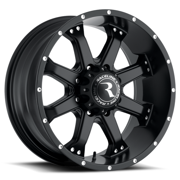 Raceline 991B Assault 16x8in / 8x165.1 BP / 0mm Offset / 125.2mm Bore - Satin Black Wheel
