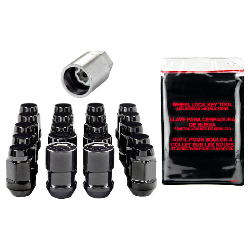 McGard 5 Lug Hex Install Kit w/Locks (Cone Seat Nut / Bulge) M12X1.5 / 3/4 Hex / 1.45in. L - Black - 0