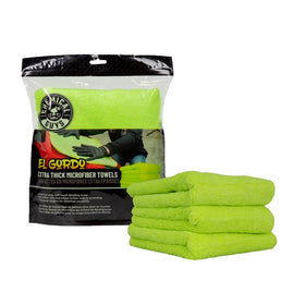 Chemical Guys El Gordo Thick Microfiber Towel - 16.5in x 16.5in - Green - 3 Pack - 0