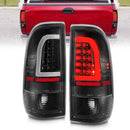 ANZO 1997-2003 Ford F-150 LED Tail Lights w/ Light Bar Black Housing Clear Lens-1