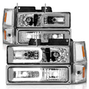 ANZO 88-98 Chevrolet C1500 Crystal Headlights w/Light Bar Chrome Housing w/ Signal Side Markers 8Pcs-6