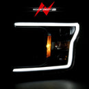 ANZO 2018-2019 Ford F-150 Projector Plank Style H.L. Black Amber (Without Switchback)-3