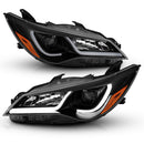 ANZO Projector Headlights With Plank Style Design Black w/Amber 15-16 Toyota Camry (4DR)-10