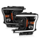 ANZO 2018-2019 Ford F-150 Projector Plank Style H.L. Black Amber (Without Switchback)-10