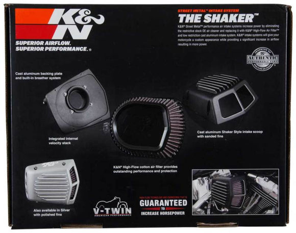 K&N Street Metal Intake System for 01-16 Harley-Davidson Softail/Dyna - Shaker Black