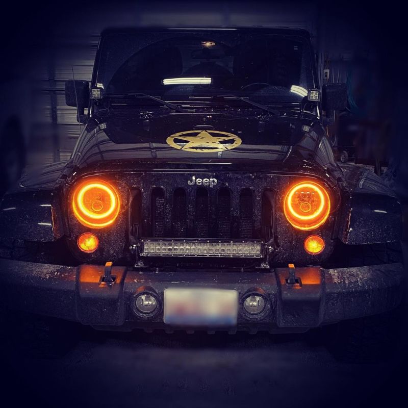 Oracle 7in High Powered LED Headlights - Black Bezel - Amber