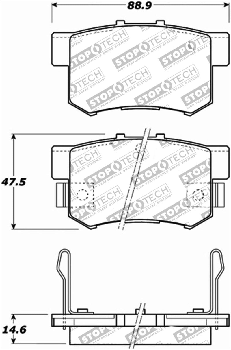 StopTech Performance 00-09 Honda S2000 / 92-07 Accord / 04-10 Acura TSX / 02-06 RSX Rear Brake Pads - 0