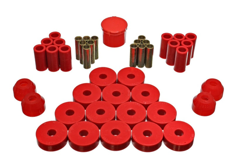 Energy Suspension 55-75 Jeep CJ5/CJ6 Red Hyper-Flex Master Bushing Set - 0