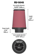 K&N Filter 4 inch Flange 6 3/4 inch OD Base 5 7/8 inch OD Top 9 1/2 inch Height-8