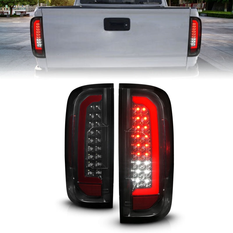 ANZO 15-21 Chevrolet Colorado Full LED Tail Lights w/ Red Lightbar Black Housing Smoke Lens - 0