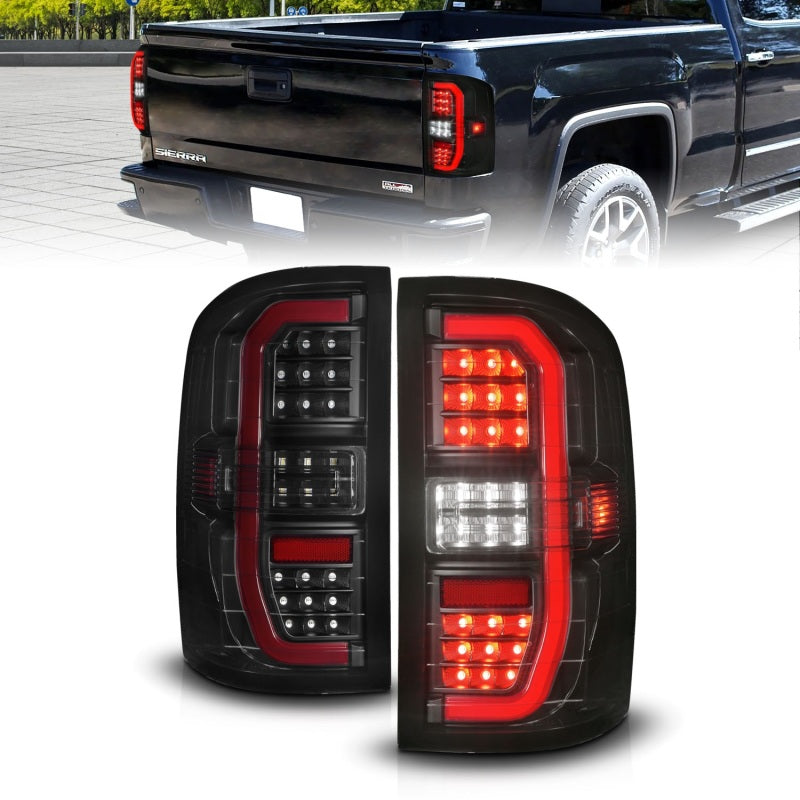 ANZO 14-18 GMC Sierra 1500 Full LED Taillights Black Housing Smoke Lens (w/C Light Bars) - 0