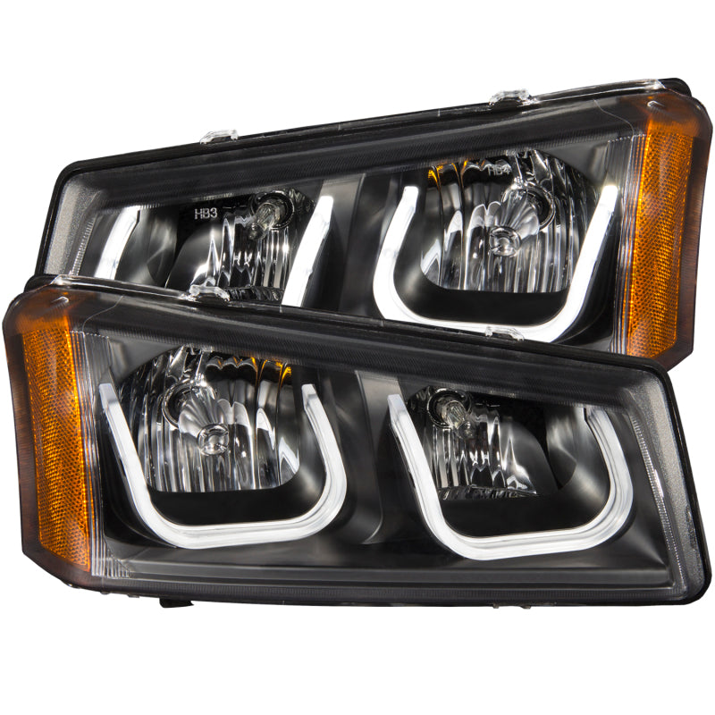 ANZO 2003-2006 Chevrolet Silverado 1500 Projector Headlights w/ U-Bar Black - 0