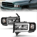 ANZO 94-02 Dodge RAM Crystal Headlight - w/ Light Bar Black Housing-2