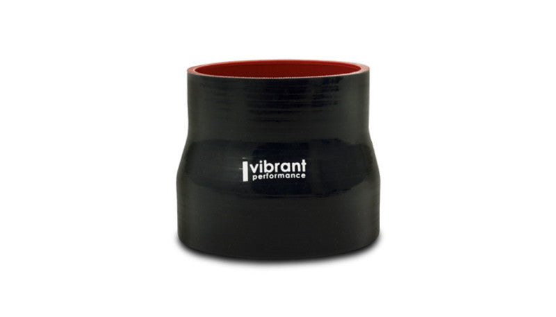 Vibrant 3.5in I.D. x 4.250in I.D. x 4.5in Long 4 Ply Gloss Black Silicone Transition Hose - 0