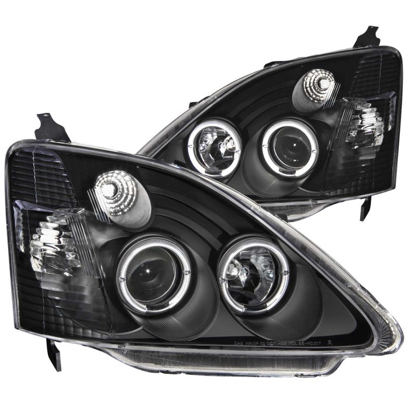 ANZO 2002-2004 Honda Civic Projector Headlights w/ Halo Black - 0