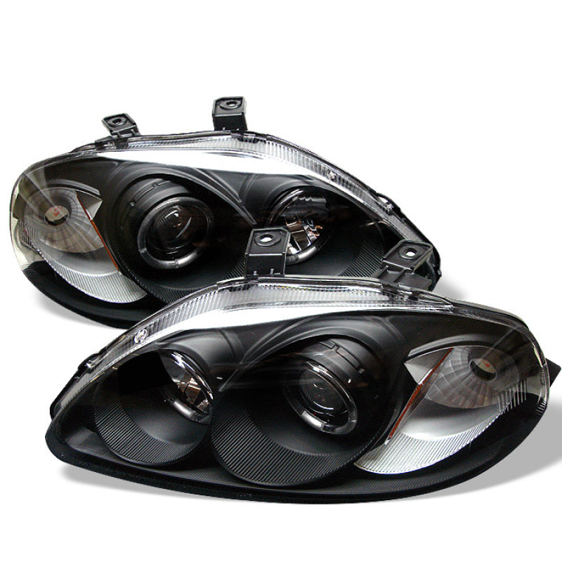 Spyder Honda Civic 96-98 Projector Headlights LED Halo Amber Reflctr Blk PRO-YD-HC96-AM-BK - 0