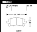Hawk 1998-2/2002 Subaru Forester L (w/Rear Drum Brakes) High Perf. Street 5.0 Front Brake Pads-4
