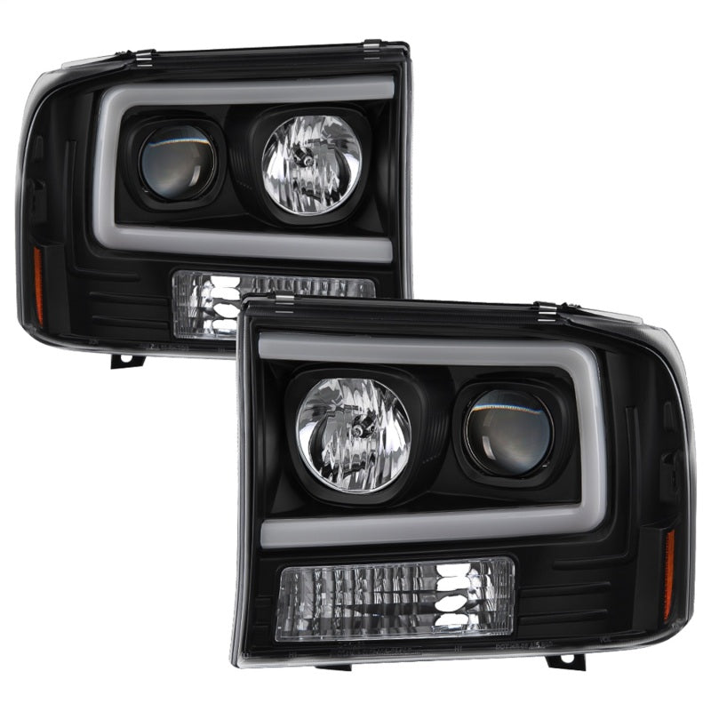 Spyder 99-04 Ford F250 Super Duty Projector Headlights - Light Bar - Black PRO-YD-FF25099V2-LB-BK - 0