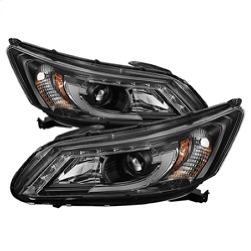 Spyder Honda Accord 2013-2015 4DR Projector Headlights Light Bar DRL Black PRO-YD-HA13-LBDRL-BK - 0