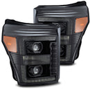 AlphaRex 11-16 Ford F-350 SD LUXX LED Proj Headlights Plank Style Alpha Blk w/Activ Light/Seq Signal-6