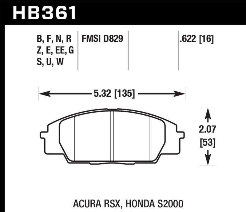 Hawk 2002-2006 Acura RSX Type-S HPS 5.0 Front Brake Pads - 0