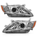 ANZO 2007-2009 Toyota Camry Projector Headlight Chrome Amber (OE Replacement)-1