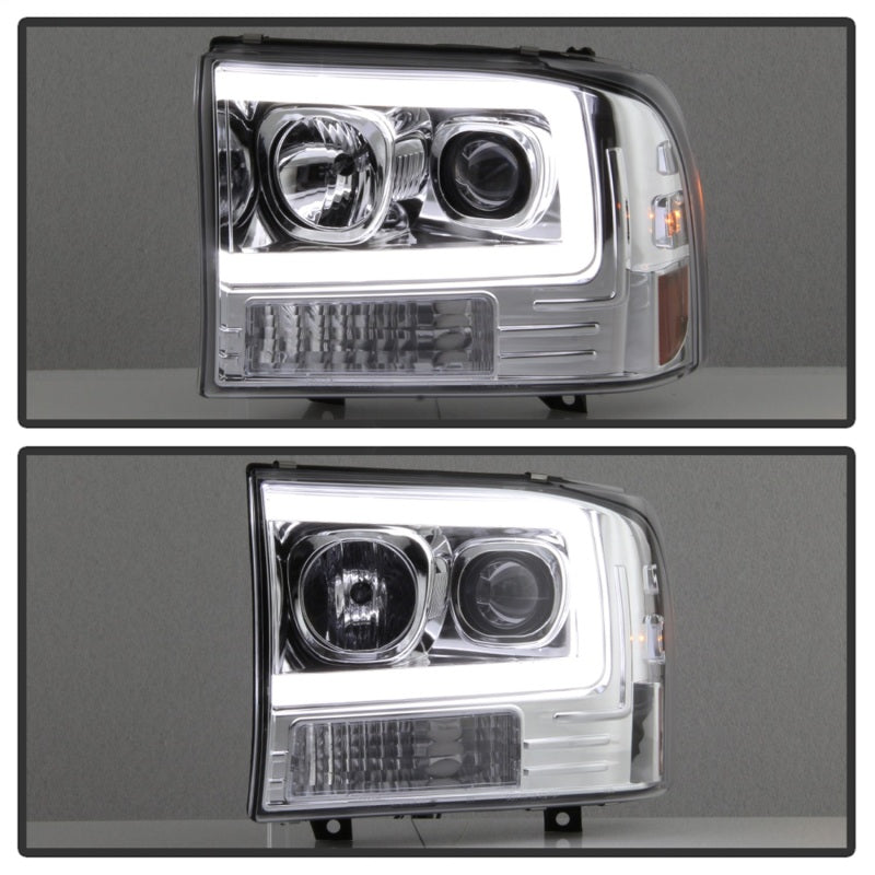 Spyder 99-04 Ford F-250 Super Duty Light Bar Projector Headlights - Chrome (PRO-YD-FF25099V2-LB-C)