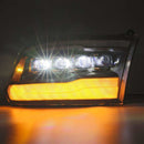 AlphaRex 09-18 Dodge Ram 1500HD NOVA LED Projector Headlights Plank Style Design Gloss Black w/DRL-9