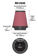 K&N Universal Clamp-On Air Filter 6in FLG / 7-1/2in B / 5in T / 6-1/2in H-12