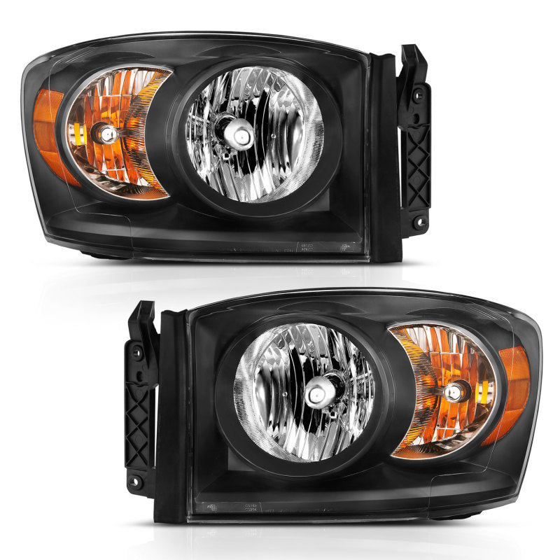 ANZO 2006-2009 Dodge Ram 1500 Crystal Headlight  Black Amber - 0