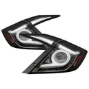 Spyder 16-19 Honda Civic 4 Door Light Bar LED Tail Lights - Black - ALT-YD-HC164D-LB-BK-1