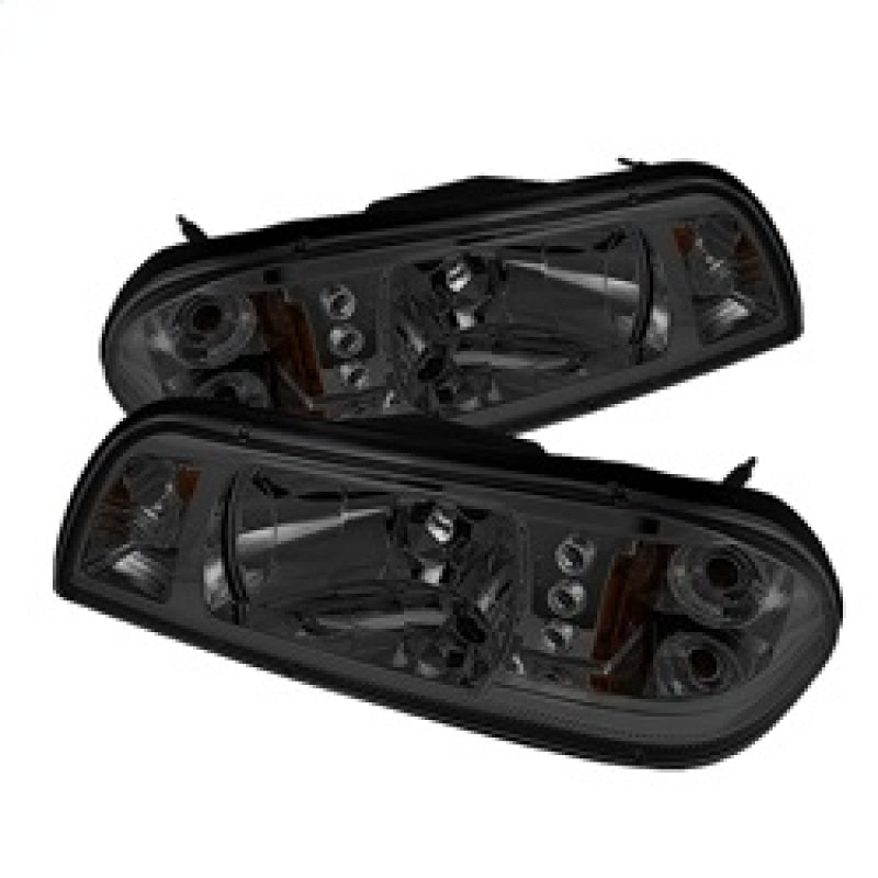 Spyder Ford Mustang 87-93 1PC LED (Replaceable LEDs)Crystal Headlights Black HD-YD-FM87-1PC-LED-SM - 0