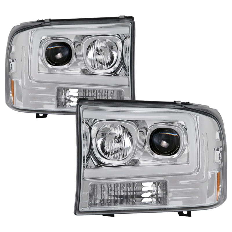 Spyder 99-04 Ford F-250 Super Duty Light Bar Projector Headlights - Chrome (PRO-YD-FF25099V2-LB-C) - 0