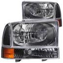 ANZO 2000-2004 Ford Excursion Crystal Headlights Black-3
