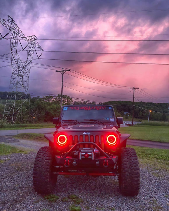 Oracle 7in High Powered LED Headlights - Black Bezel - Red