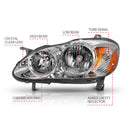 ANZO 2005-2008 Toyota Corolla Crystal Headlight Chrome Amber-18