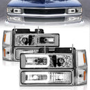 ANZO 88-98 Chevrolet C1500 Crystal Headlights w/Light Bar Chrome Housing w/ Signal Side Markers 8Pcs-1