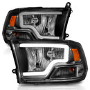 ANZO 2009-2018 Dodge Ram 1500 Crystal Headlights w/ Light Bar Black Housing-7