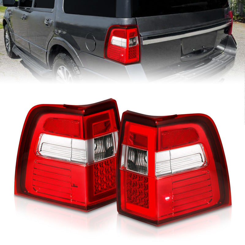 ANZO 07-17 For Expedition LED Taillights w/ Light Bar Chrome Housing Red/Clear Lens - 0