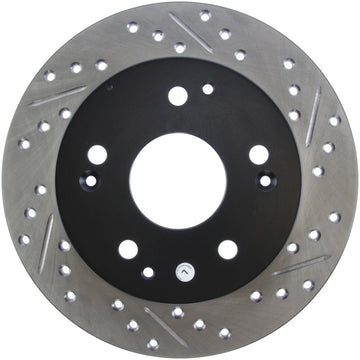 StopTech 02-06 Acura RSX Incl. Type S / 97-01 Integra Type R Slotted & Drilled Left Rear Rotor - 0