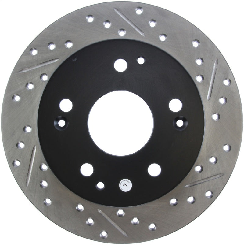 StopTech 02-06 Acura RSX Incl. Type S / 97-01 Integra Type R Slotted & Drilled Left Rear Rotor - 0