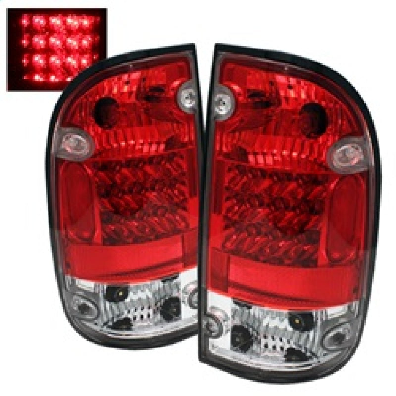 Spyder Toyota Tacoma 01-04 LED Tail Lights Red Clear ALT-YD-TT01-LED-RC - 0