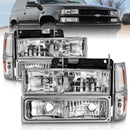ANZO 88-98 Chevrolet C1500 Crystal Headlights Chrome w/ Signal and Side Marker Lights-2