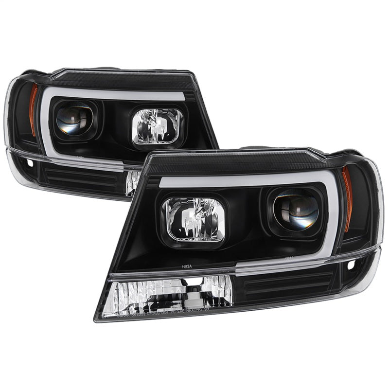 Spyder 99-04 Jeep Grand Cherokee Projector Headlights - Light Bar DRL LED - Black - 0